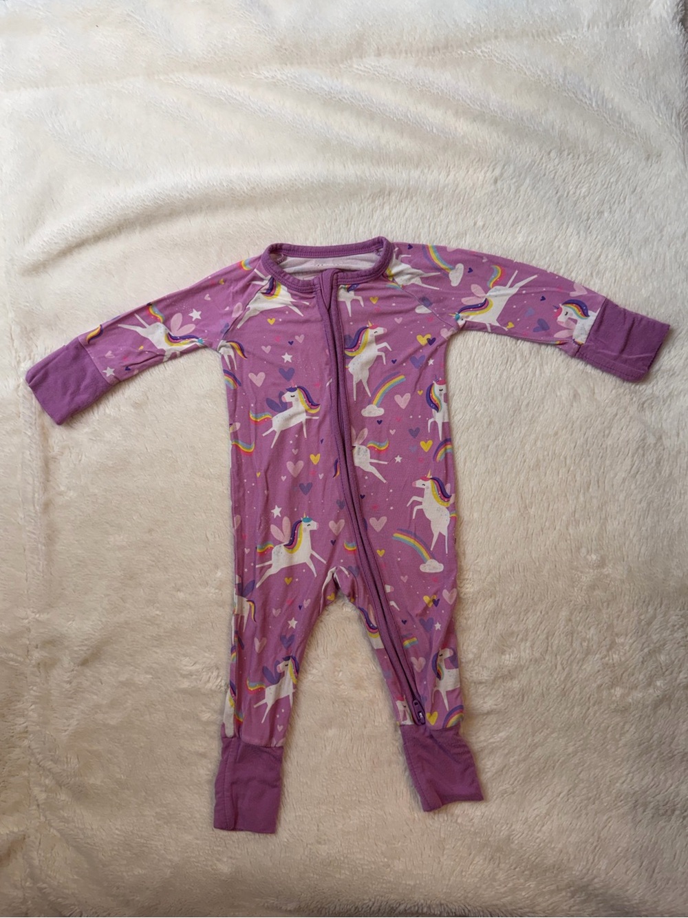 Little Sleepies Two Way Zipper Unicorn & Rainbows Newborn